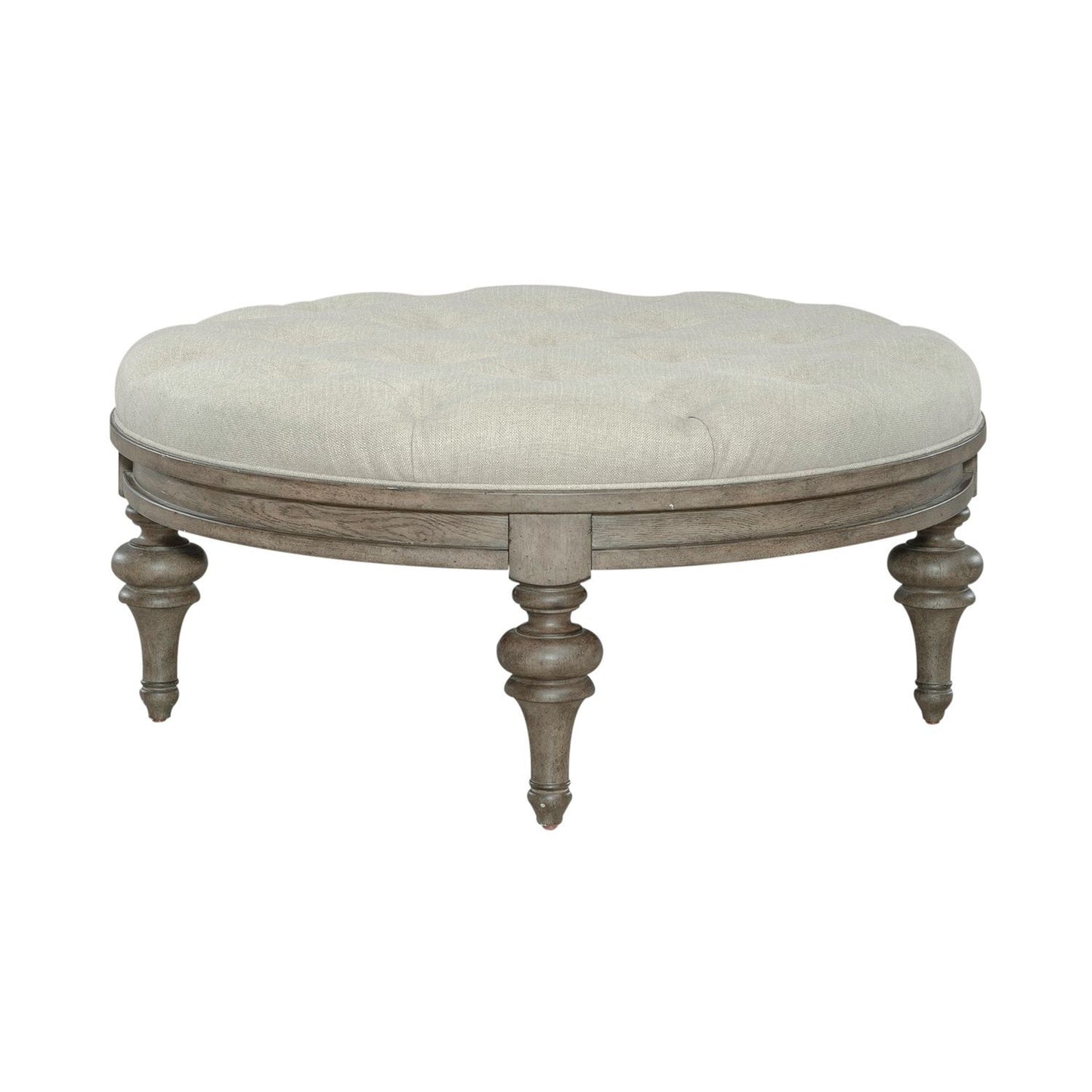 Americana Farmhouse - Round Cocktail Ottoman - Light Brown