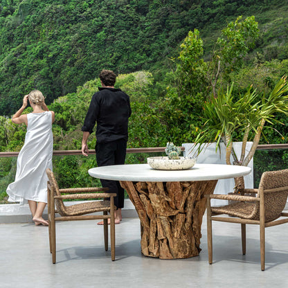 Stonewood - Indoor-Outdoor Dining Table - White / Woodtone
