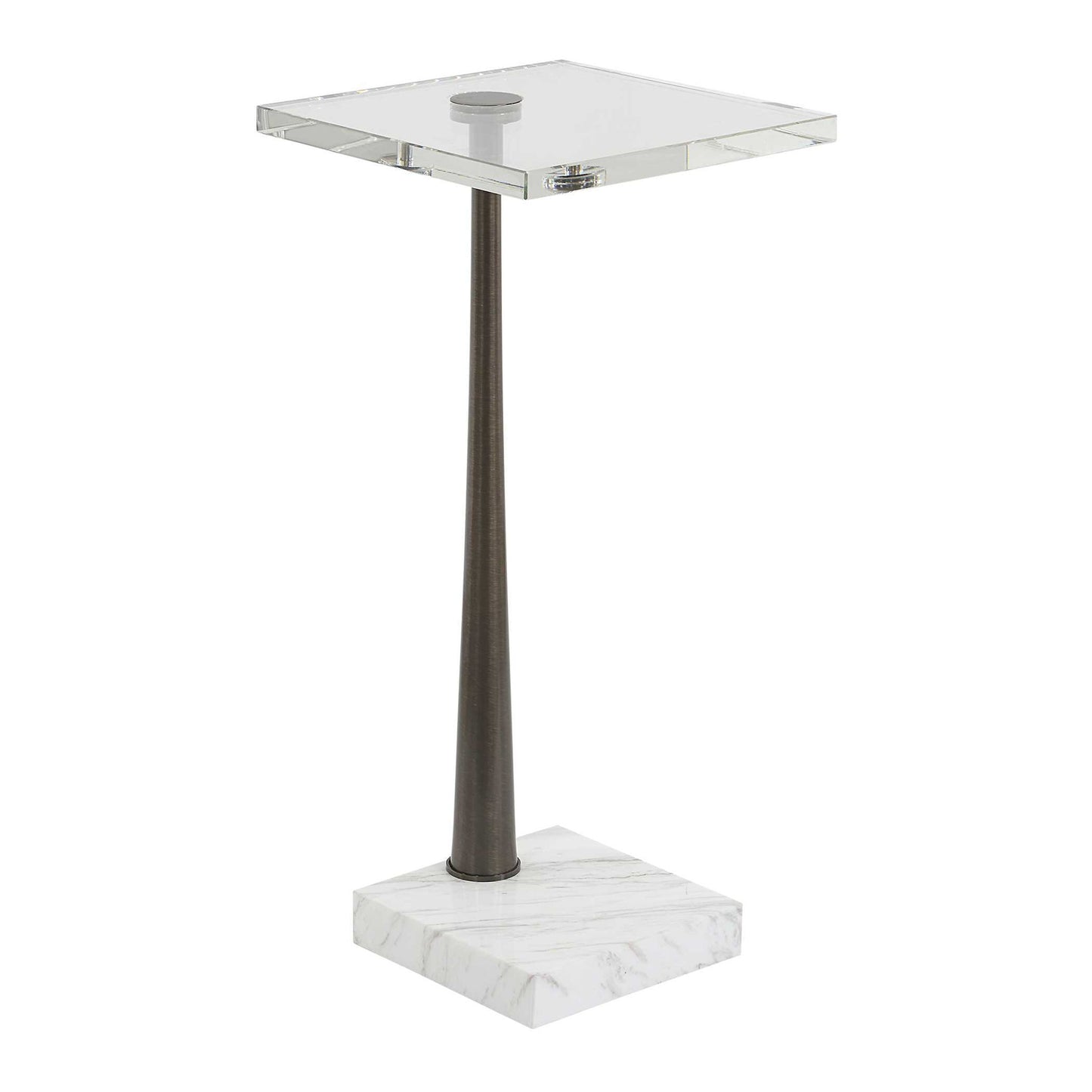 Pelton - Marble Glass Drink Table - Bronze / White