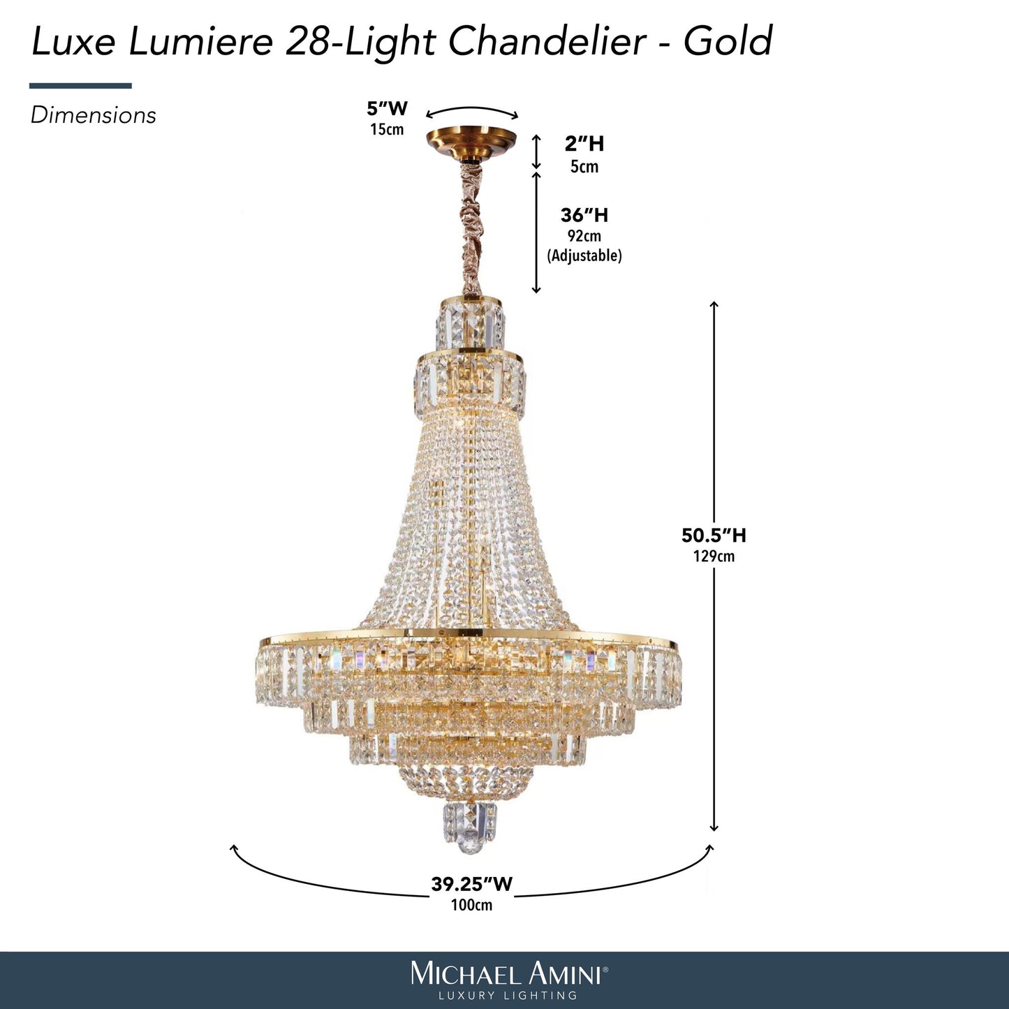 Michael Amini Lighting - Luxe Lumiere 28-Light Crystal Chandelier - Gold