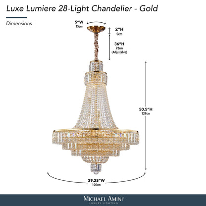 Michael Amini Lighting - Luxe Lumiere 28-Light Crystal Chandelier - Gold