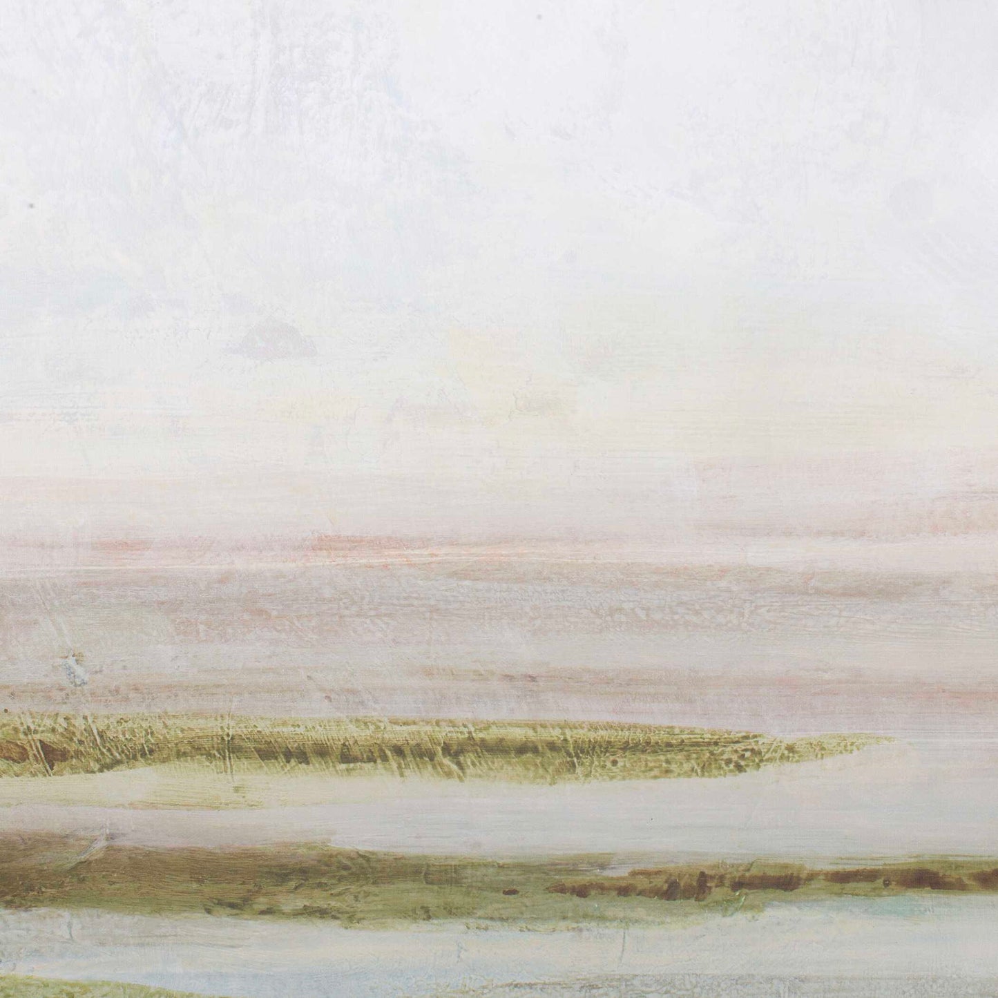 Hazy Lake - Framed Landscape Art - Gold / Gray / Green / Light Blue