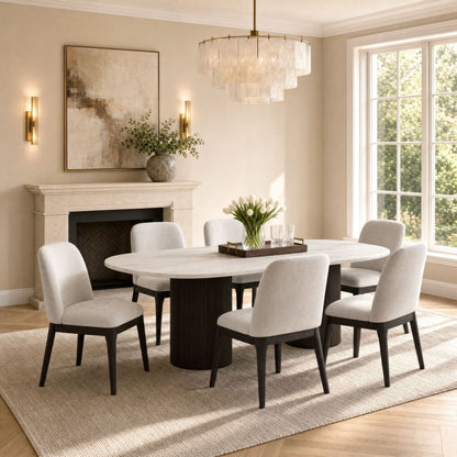 Sylvie - 7 Piece Standard Height Dining Set (Oval Table And Six Chairs) - Dark Brown