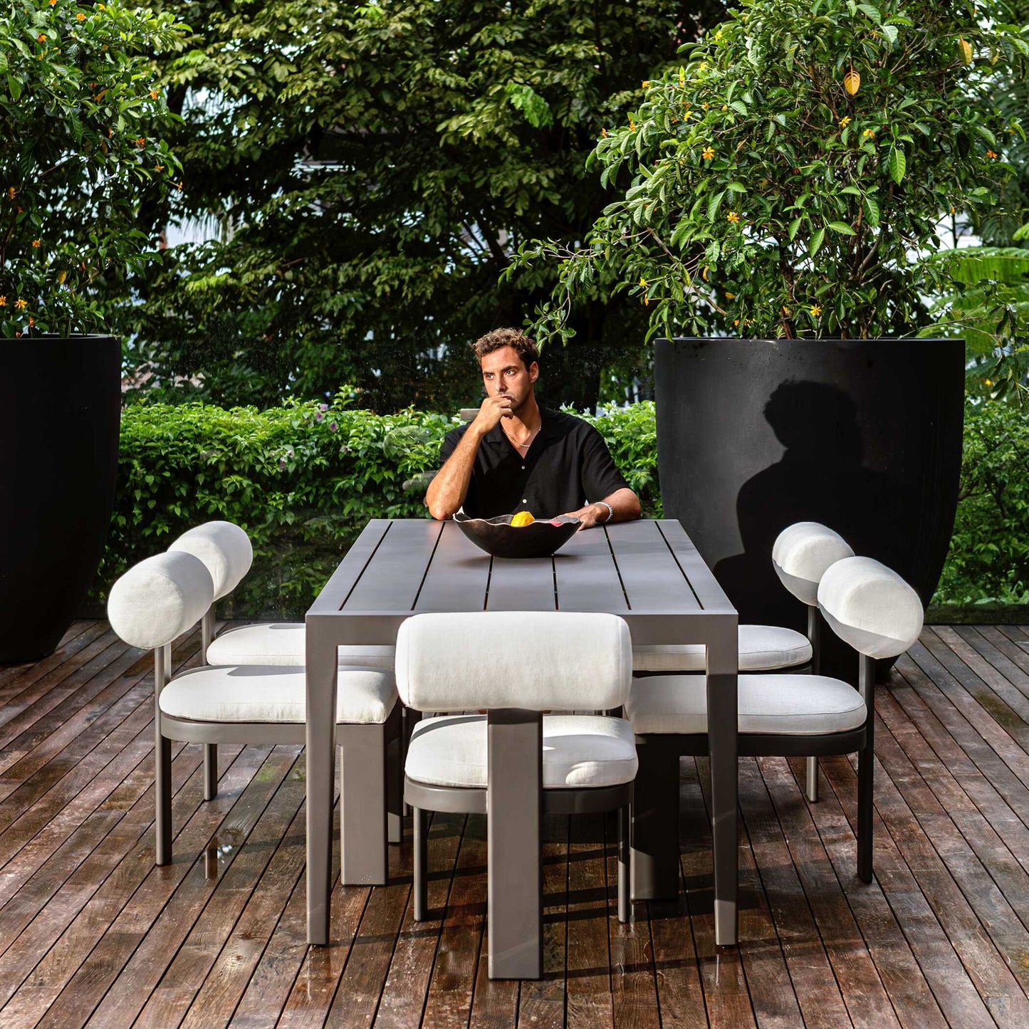 Polanco - Outdoor Aluminum Dining Table - Black