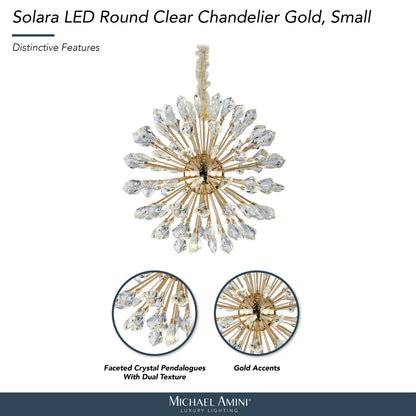 Michael Amini Lighting - Solara 24" Round Crystal LED Chandelier - Gold