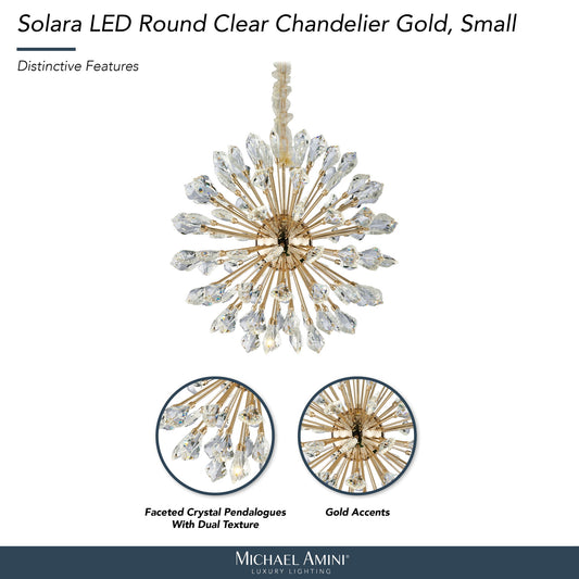 Michael Amini Lighting - Solara 24" Round Crystal LED Chandelier - Gold