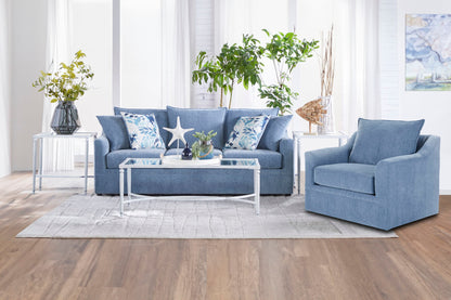Sylvie - Sofa With 4 Accent Pillows - Slate Blue