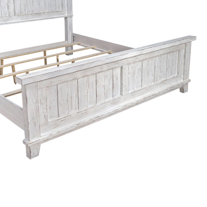 River Place - King Panel Footboard - Riverstone White & Tobacco