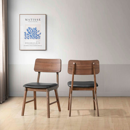 Thea - Wood Back Side Chair With Black Seat (Set of 2) - Walnut