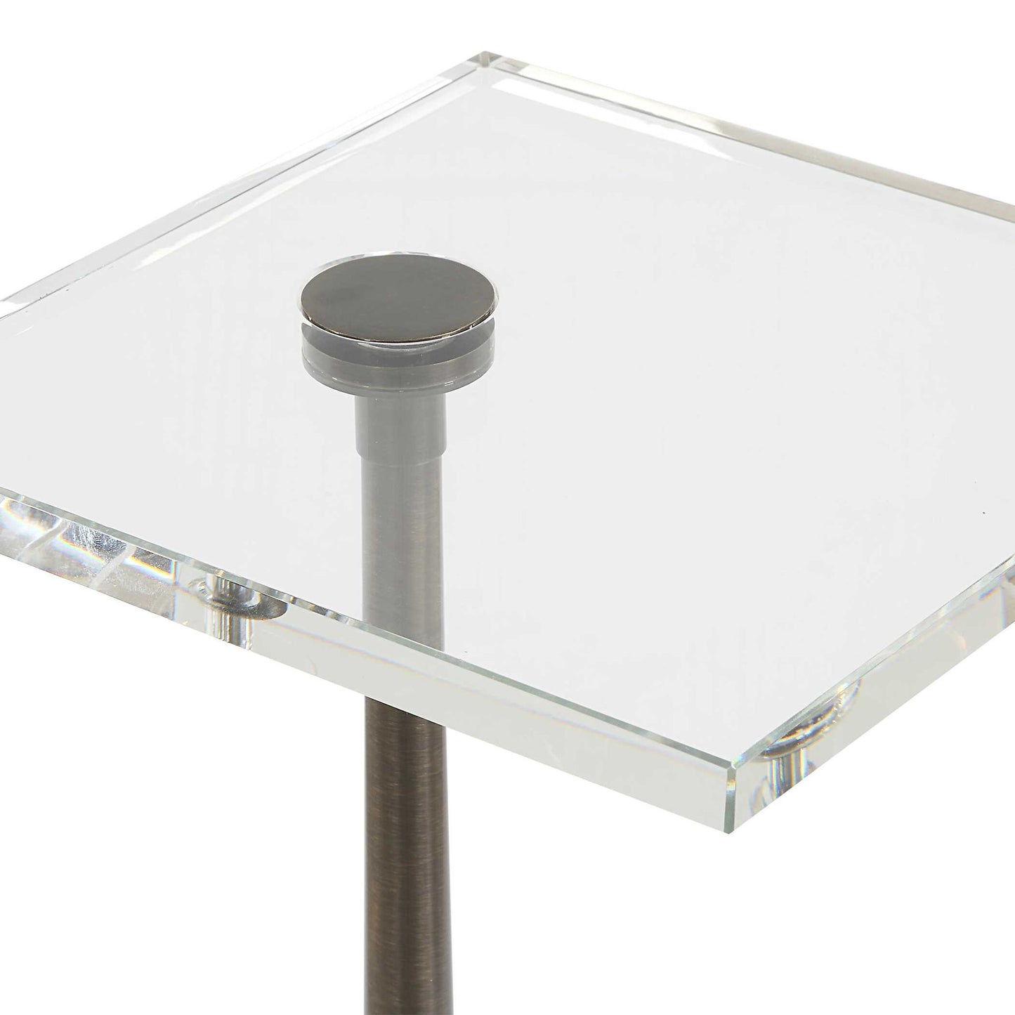 Pelton - Marble Glass Drink Table - Bronze / White