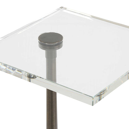 Pelton - Marble Glass Drink Table - Bronze / White