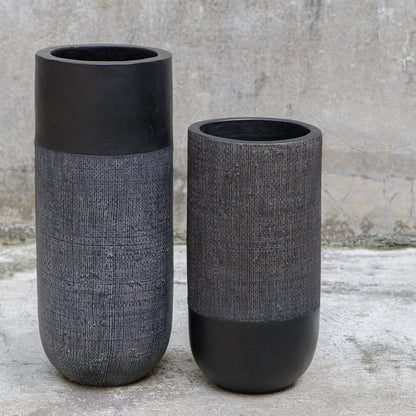 Woven - Shadow Vases (Set of 2) - Black