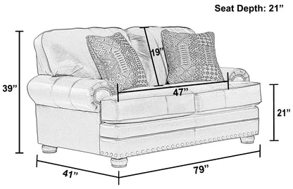 Roberto - Leather Loveseat - Cocoa