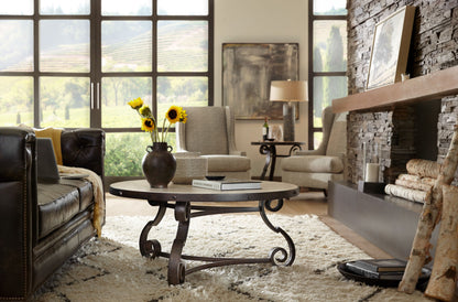 Hill Country - Luckenbach Metal And Stone End Table - Light Brown / Black