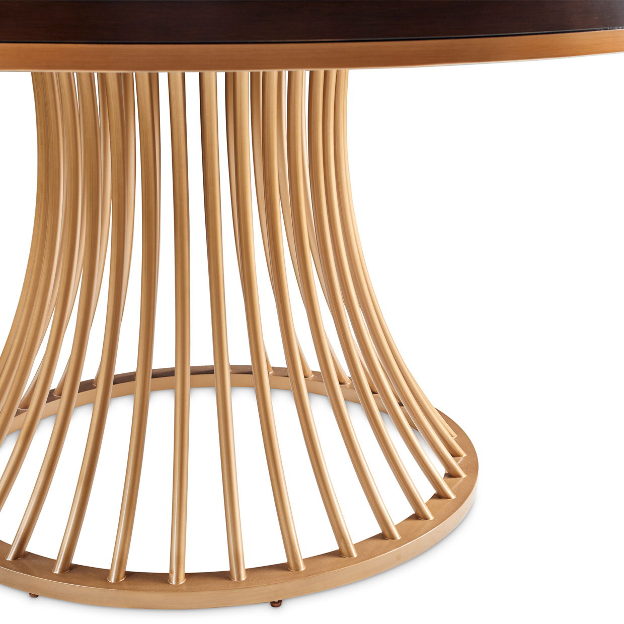 Camellia Field - Round Dining Table - Dark Brown / Gold