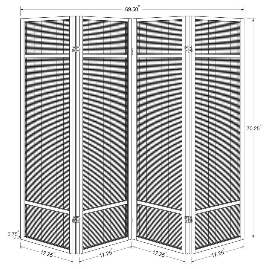 Pearce - 4-Panel Bamboo Room Divider Folding Screen - Natural