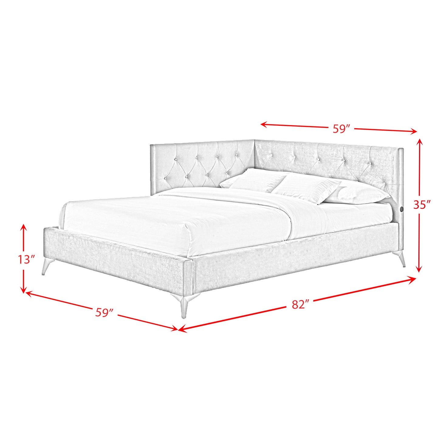 Amberley - Full Upholstered Corner Bed With LED And USB
