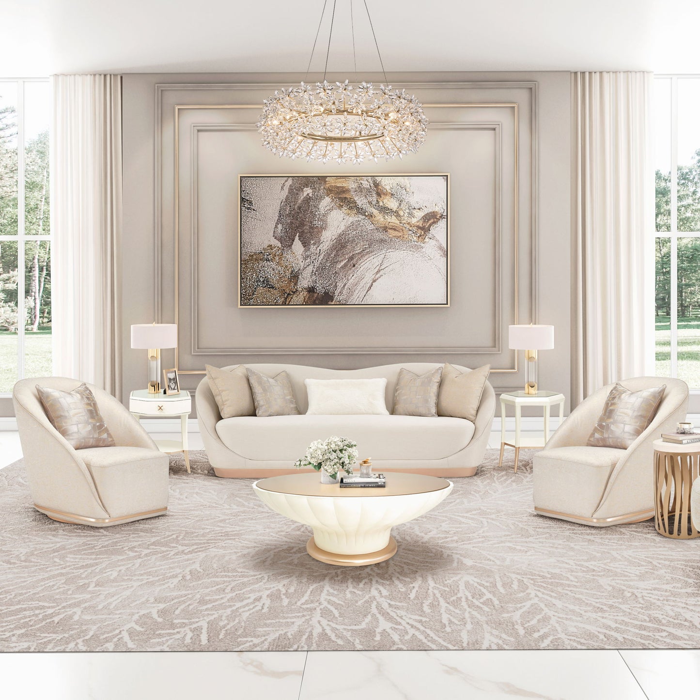 Michael Amini Lighting - Bouquet Round 32" Crystal Chandelier - Gold