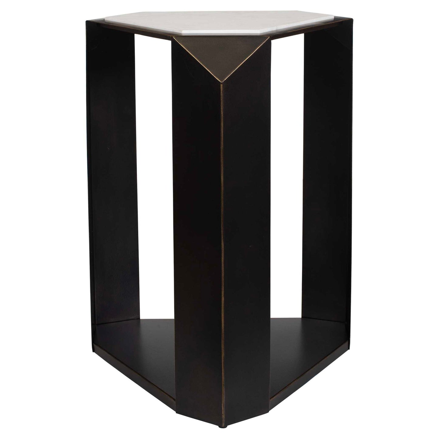 Keenan - Geometric Accent Table - Bronze / White