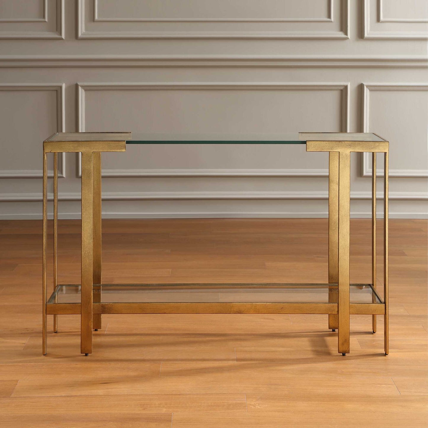 Kendrick - Glass Console Table - Gold