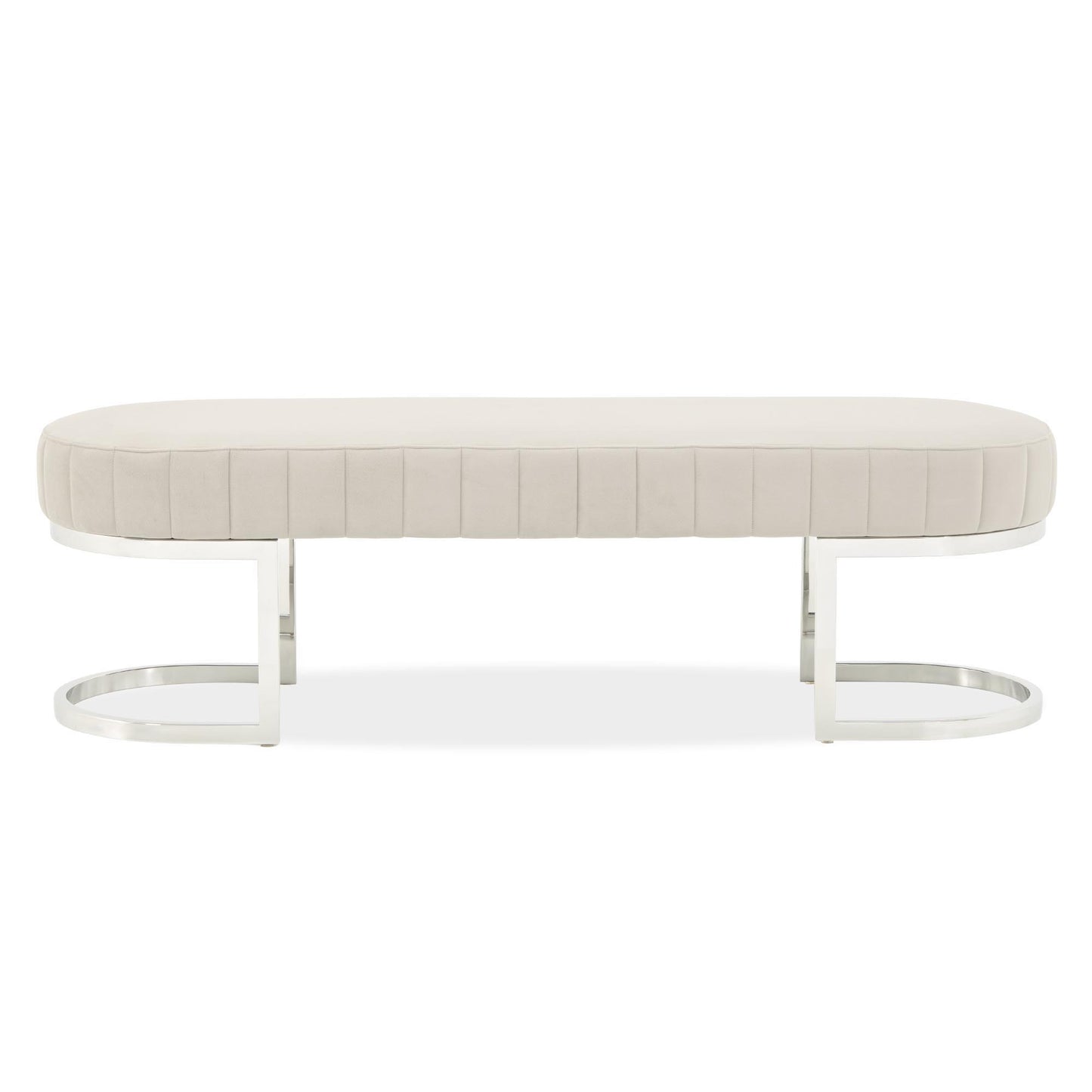 Signature Beds & Benches - Orchid Velvet Accent Bench - Gray / Chrome