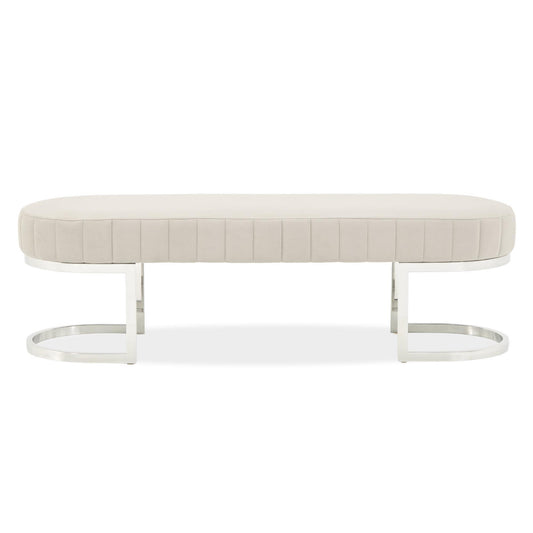 Signature Beds & Benches - Orchid Velvet Accent Bench - Gray / Chrome