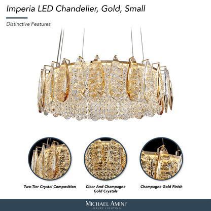 Michael Amini Lighting - Imperia 24" Wide Round Crystal LED Chandelier - Champagne Gold