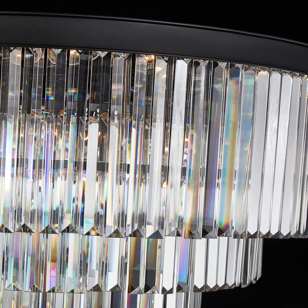 Michael Amini Lighting - Allure 28-Light Round Crystal Chandelier - Matte Black / Pearl Silver
