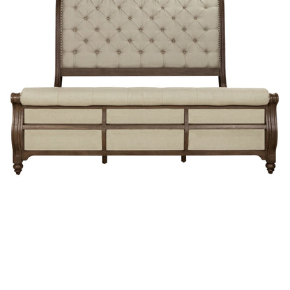 Americana Farmhouse - King Upholstered Sleigh Footboard - Dusty Taupe