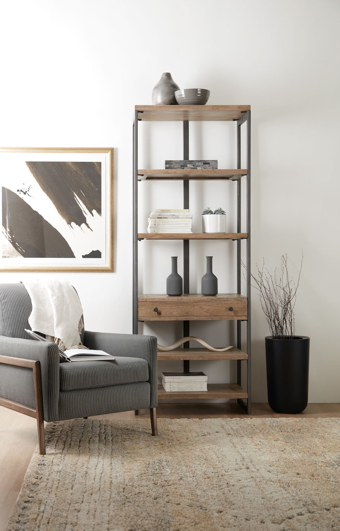 4-Shelves 1-Drawer Bookcase - Light Brown