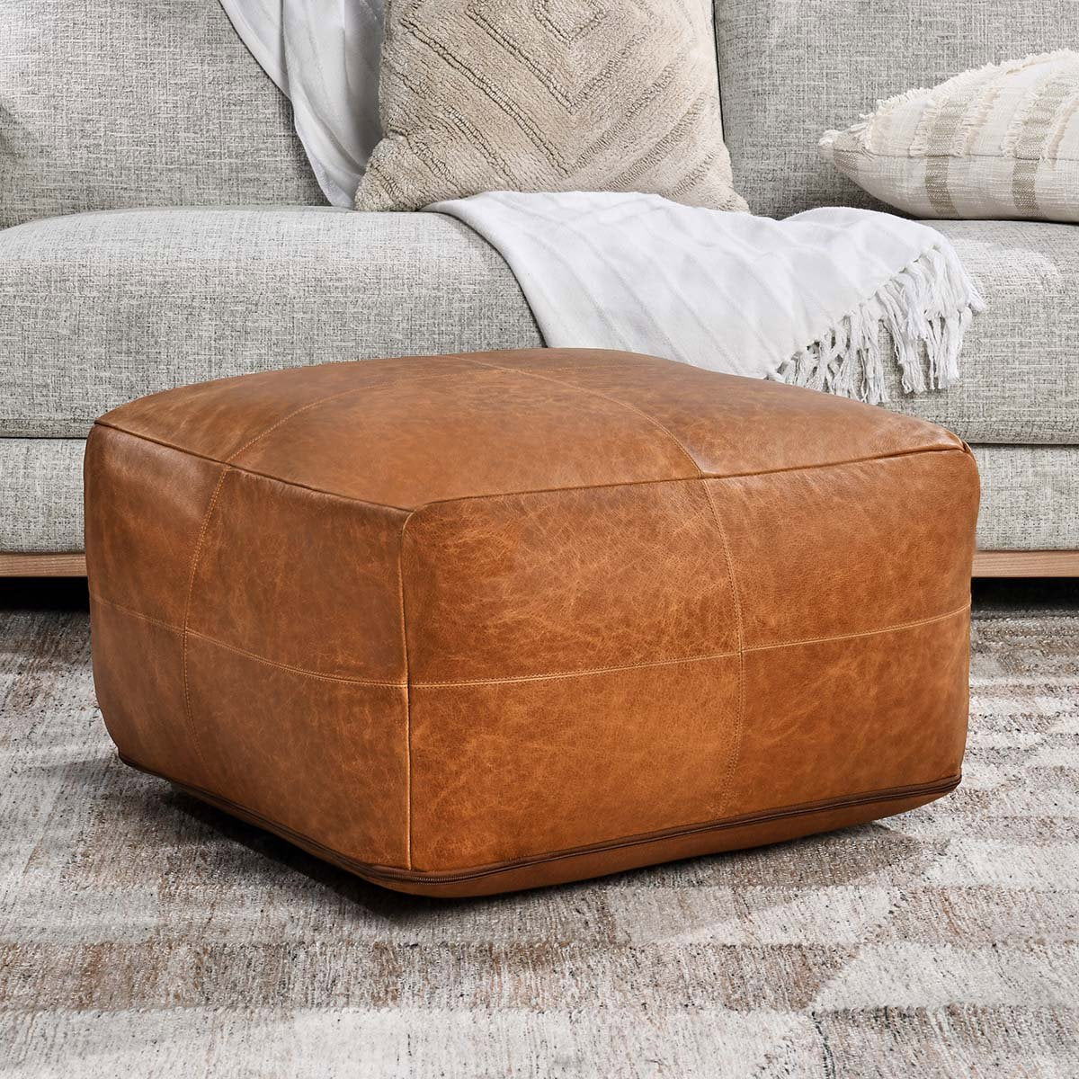 Kona - Leather Pouf