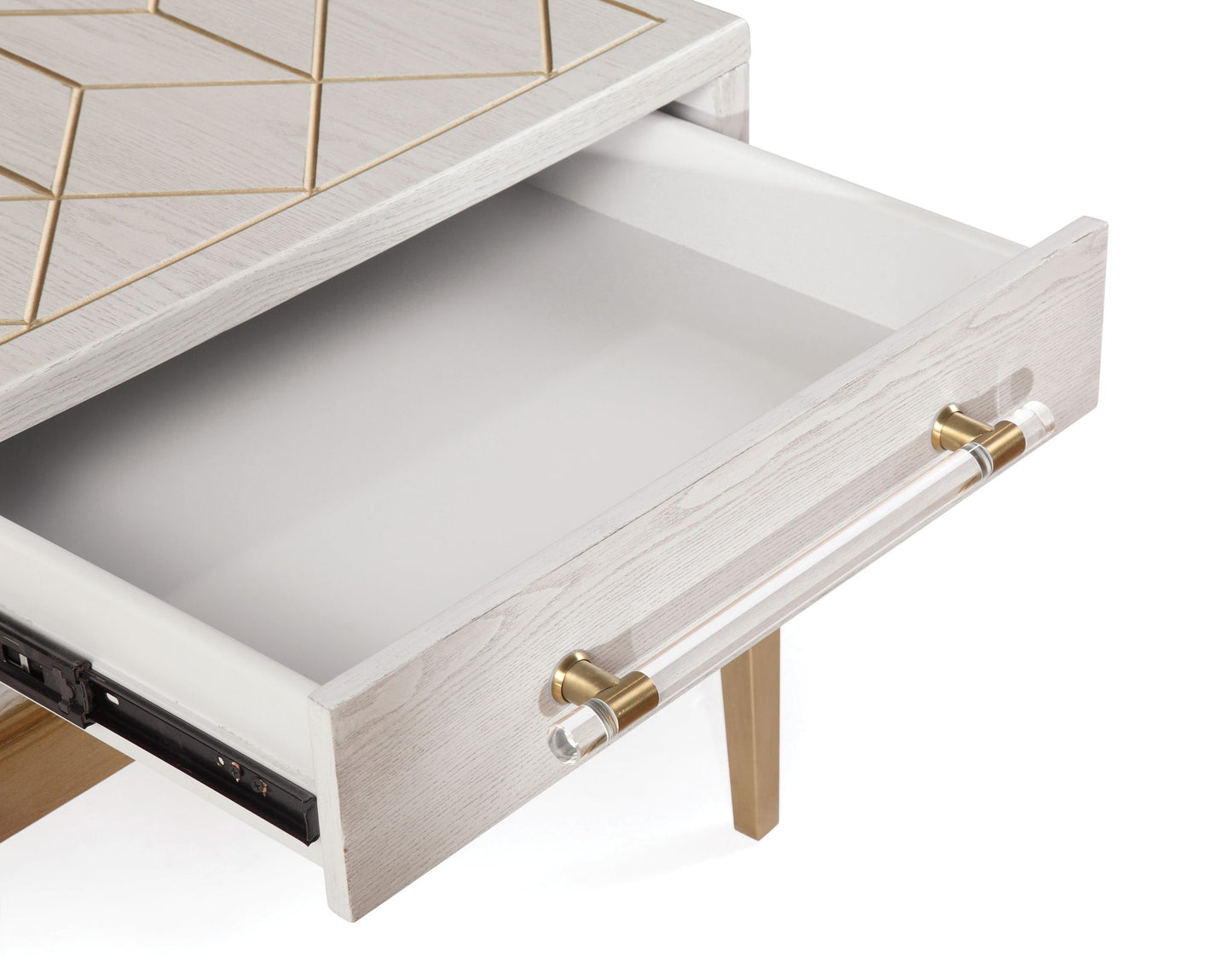 Perrine - Rectangle End Table - White / Gold