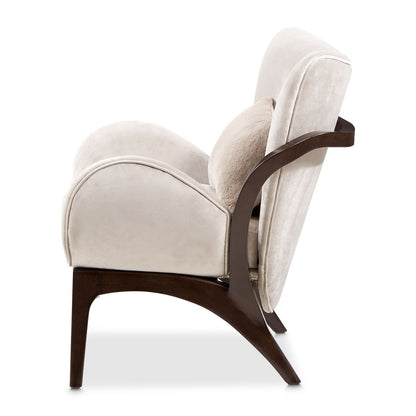 Camellia Field - Velvet Accent Chair - Beige / Dark Brown