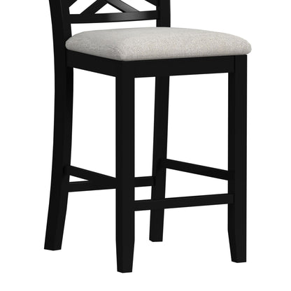 Brooks - 5 Piece Counter Set With Table And 4 Upholstered Seat & Wood Back Chairs - Medium Brown & Black