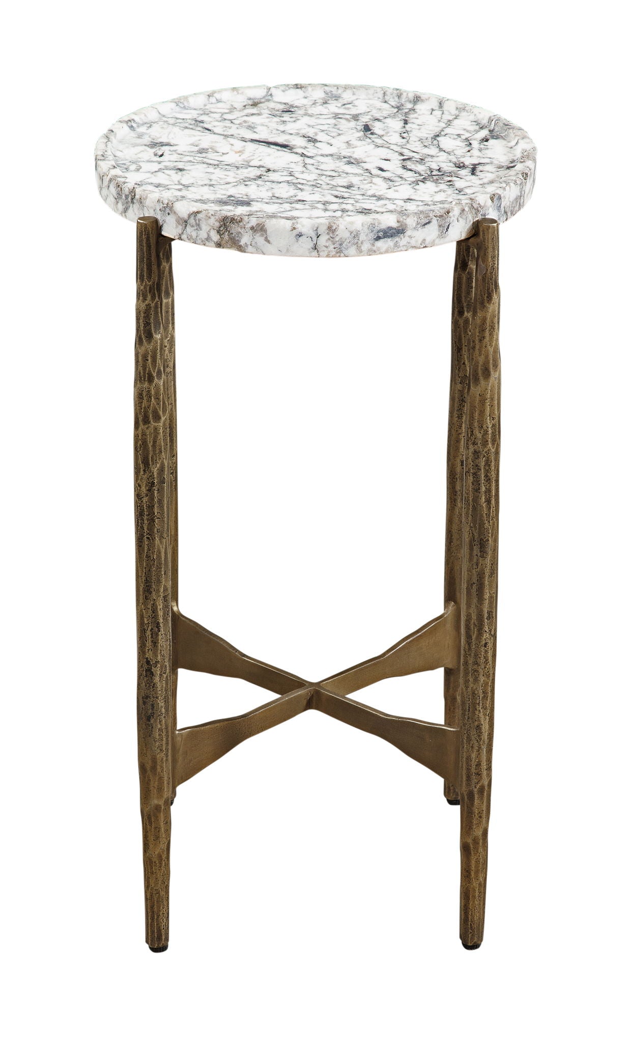 Soren - Accent Table - White / Gray / Brass