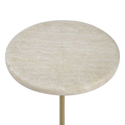 Adames - Travertine Drink Table - Brass / White