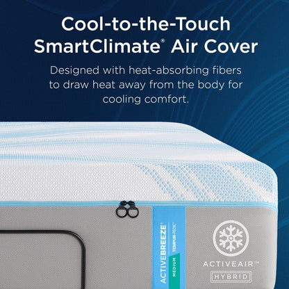 Tempur-Breeze - Tempur-ActiveBreeze Medium Hybrid Mattress With Ergo ProSmart Air Base