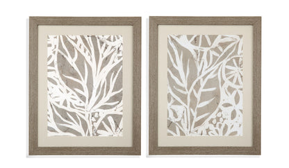 Mudcloth Foliage II Framed Print - Light Brown / Beige