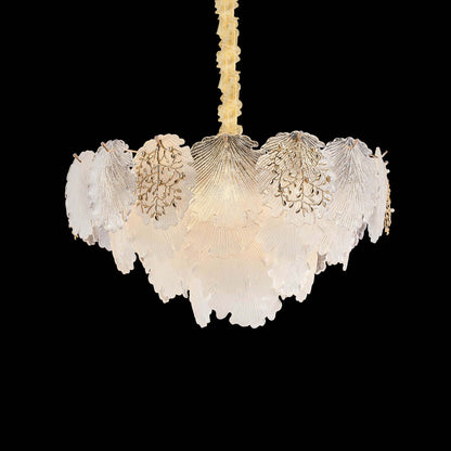 Michael Amini Lighting - Almara 9-Light Frosted Glass Chandelier - Frost / Gold