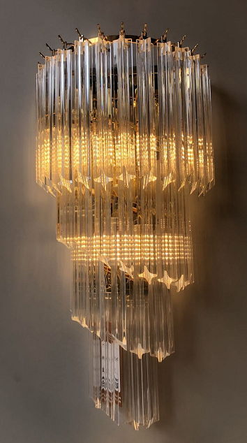 Michael Amini Lighting - Spiral 5-Light 25" Crystal Wall Sconce - Gold / Brown