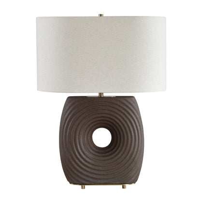 Geno - Concentric Ribbed Table Lamp - Brown