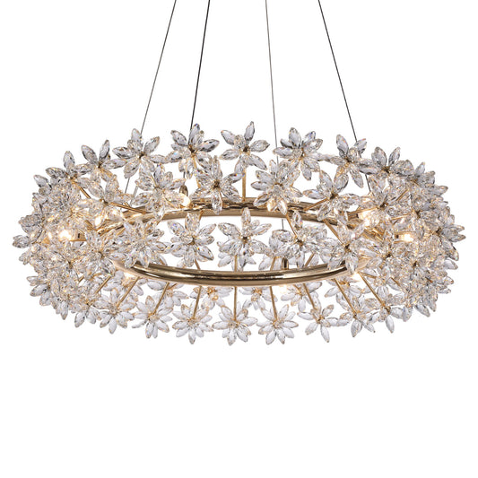 Michael Amini Lighting - Bouquet Round 32" Crystal Chandelier - Gold
