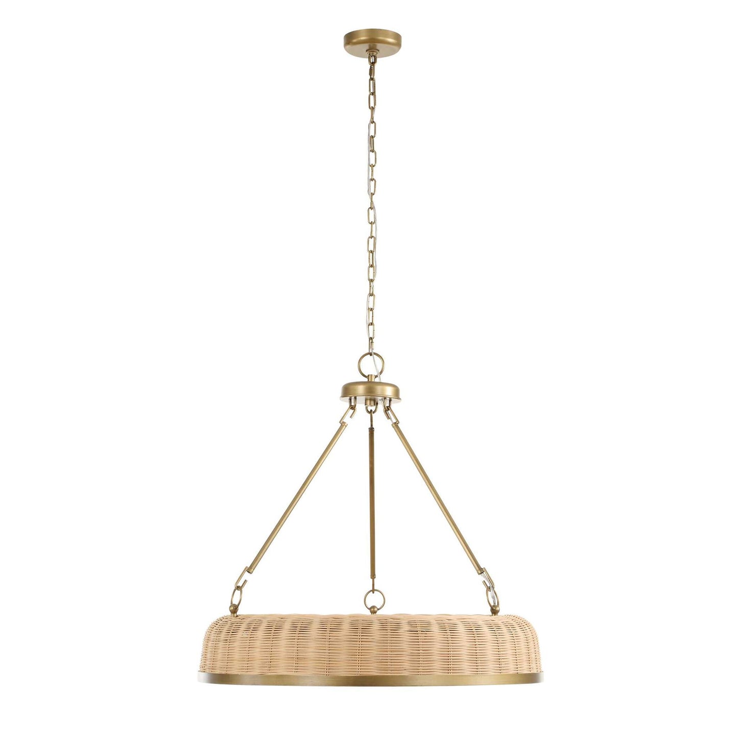Ladakh - 9 Light Round Wicker Pendant - Gold