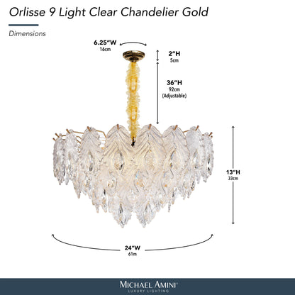 Michael Amini Lighting - Orlisse 9-Light Acrylic Chandelier - Gold