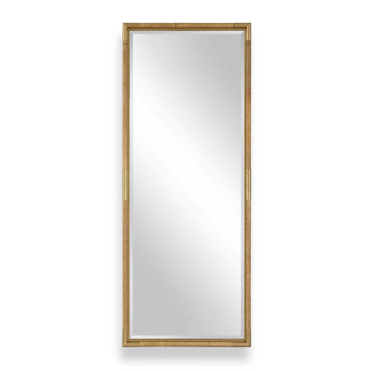 Kampar - Full Length Rattan Tall Mirror - Gold / Woodtone