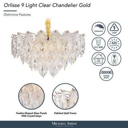 Michael Amini Lighting - Orlisse 9-Light Acrylic Chandelier - Gold