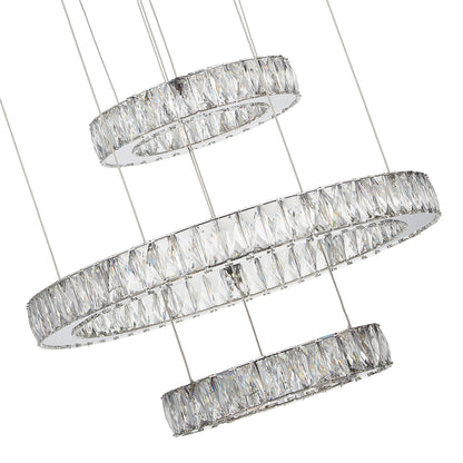 Michael Amini Lighting - Asteroids 3-Ring Modern LED Crystal Chandelier - Chrome