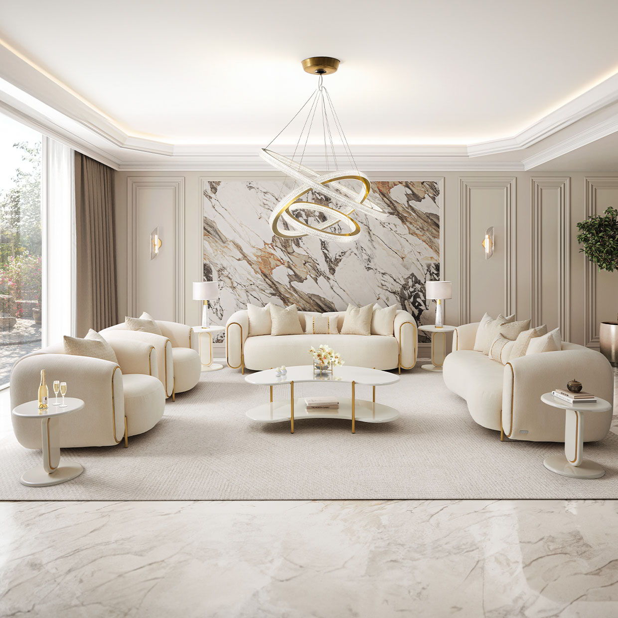 Sassani - Accent Chair - Crepe / Gold