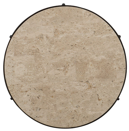 Hill Country - Luckenbach Metal And Stone End Table - Light Brown / Black