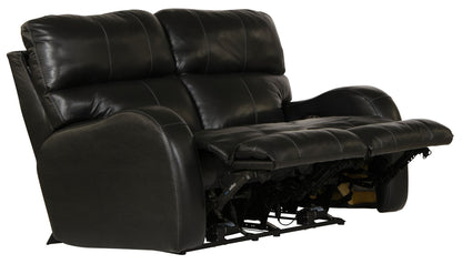 Angelo - Leather Power Reclining Loveseat - Black